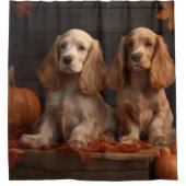 Cocker Spaniel Welpe Autumn Delight Pumpkin Duschvorhang (Vorderseite)