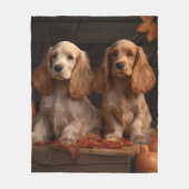 Cocker Spaniel Welpe Autumn Delight Pumpkin Fleecedecke (Vorderseite)