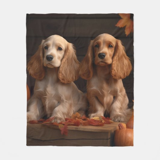Cocker Spaniel Welpe Autumn Delight Pumpkin Fleecedecke (Vorderseite)