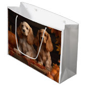 Cocker Spaniel Welpe Autumn Delight Pumpkin Große Geschenktüte (Vorderseite Schrägansicht)