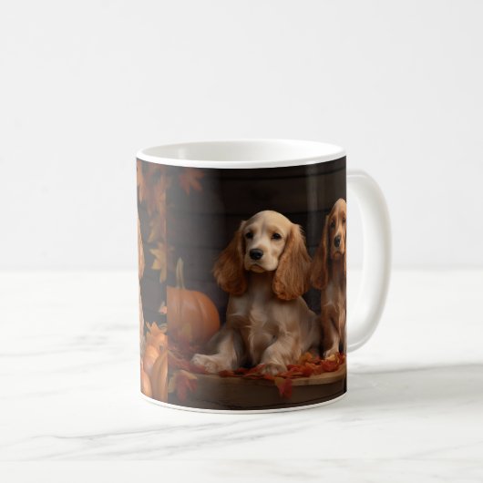 Cocker Spaniel Welpe Autumn Delight Pumpkin Kaffeetasse (VorderseiteRechts)