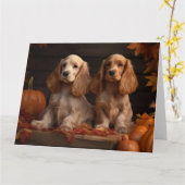 Cocker Spaniel Welpe Autumn Delight Pumpkin Karte (Gelbe Blume)