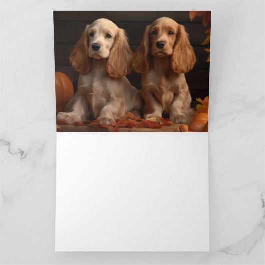 Cocker Spaniel Welpe Autumn Delight Pumpkin Karte (Innenseite)