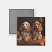 Cocker Spaniel Welpe Autumn Delight Pumpkin Magnet (Vorderseite/Rückseite)