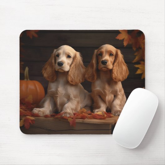Cocker Spaniel Welpe Autumn Delight Pumpkin Mousepad (Mit Mouse)