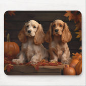 Cocker Spaniel Welpe Autumn Delight Pumpkin Mousepad (Vorne)