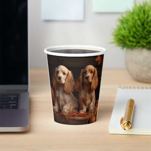 Cocker Spaniel Welpe Autumn Delight Pumpkin Pappbecher (InSitu)