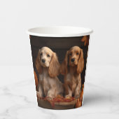 Cocker Spaniel Welpe Autumn Delight Pumpkin Pappbecher (Rückseite)