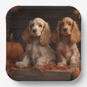 Cocker Spaniel Welpe Autumn Delight Pumpkin Pappteller (Vorderseite)