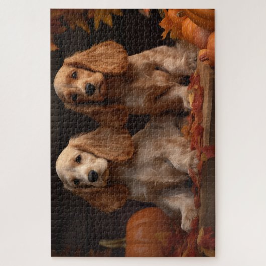 Cocker Spaniel Welpe Autumn Delight Pumpkin Puzzle (Vertikal)