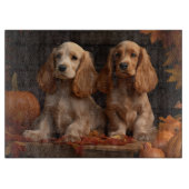 Cocker Spaniel Welpe Autumn Delight Pumpkin Schneidebrett (Vorderseite)