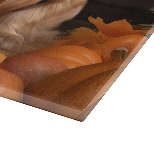 Cocker Spaniel Welpe Autumn Delight Pumpkin Schneidebrett (Ecke)