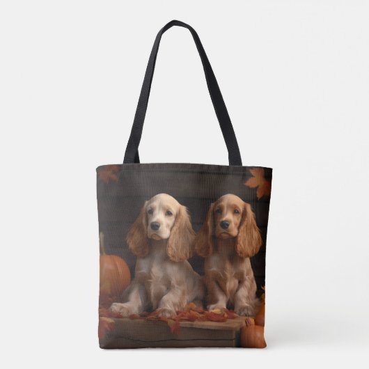 Cocker Spaniel Welpe Autumn Delight Pumpkin Tasche (Rückseite)