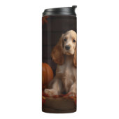 Cocker Spaniel Welpe Autumn Delight Pumpkin Thermosbecher (Nach links gedreht)