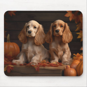 Cocker Spaniel Welpe Herbstfreude Kürbis Mousepad