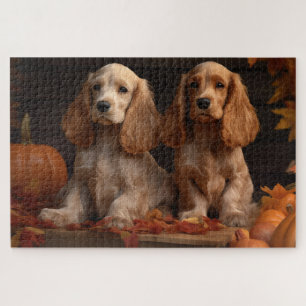 Cocker Spaniel Welpe Herbstfreude Kürbis  Puzzle