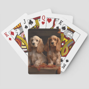 Cocker Spaniel Welpe Herbstfreude Kürbis Spielkarten