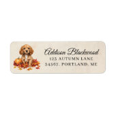 Cocker Spaniel Welpe Herbstlaub & Kürbis Rücksende (Vorne)