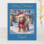 Cocker Spaniel Welpe spielen im Schnee Karte (Gelbe Blume)