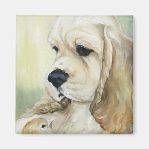 Cocker spaniel-Welpe und Küken-Magnet Magnet