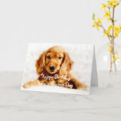 Cocker spaniel-Welpen-alles- Gute zum Karte (Gelbe Blume)