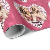 Cocker Spaniel Welppies Valentines Geschenkpapier (Rolleneckpunkt)
