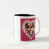 Cocker Spaniel Welppies Valentines Zweifarbige Tasse (VorderseiteRechts)