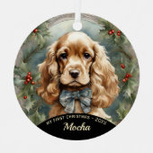 Cocker Spaniel Welppy's First Christmas Ornament (Vorderseite)