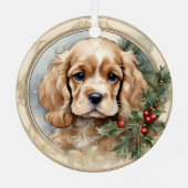 Cocker Spaniel Welppy's First Christmas Ornament Aus Metall (Rückseite)