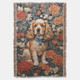 Cocker Spaniel William Morris Inspirierte Floral Decke