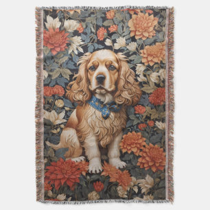 Cocker Spaniel William Morris Inspirierte Floral Decke
