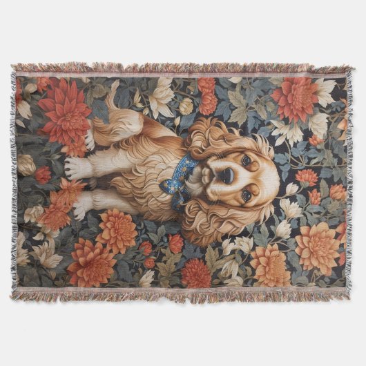 Cocker Spaniel William Morris Inspirierte Floral Decke (Vorderseite)