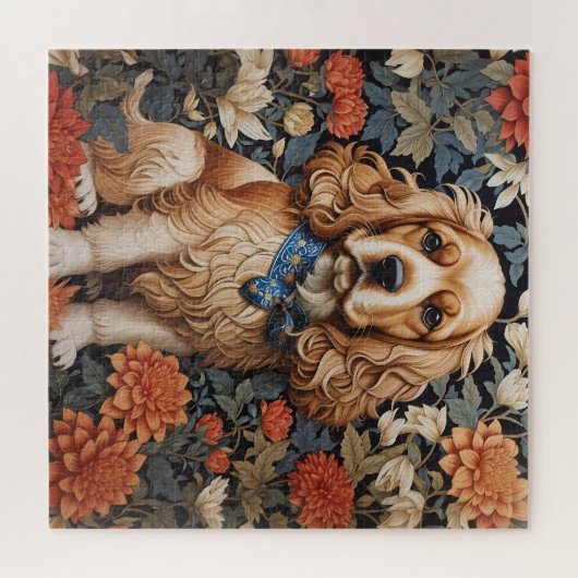 Cocker Spaniel William Morris Inspirierte Floral Puzzle (Horizontal)