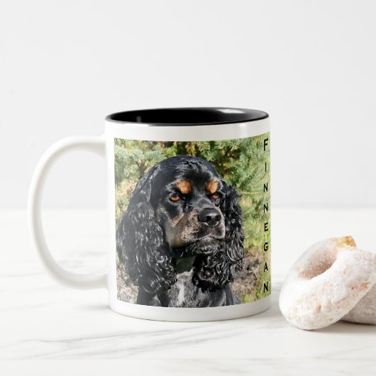 Cocker spaniel zweifarbige tasse (Mit Donut)