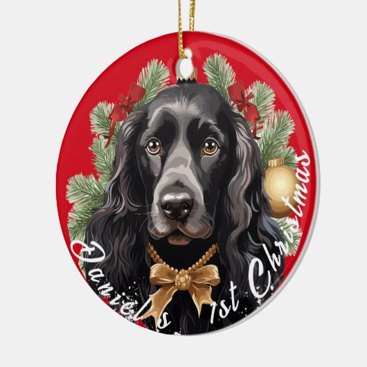 Cocker Spaniels erste Weihnachten Keramik Ornament (Links)