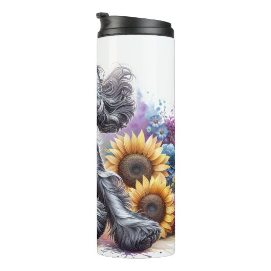 Cocker Spaniels sonnige Blütenfülle Thermosbecher (Nach rechts gedreht)