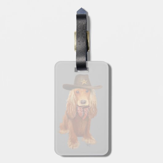 Cocker Spanier Cowboy Gepäckanhänger (Rückseite vertikal)