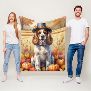 Cocker Spanier im Herbst hinterlässt Erntedank Kun Fleecedecke