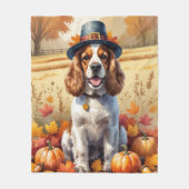 Cocker Spanier im Herbst hinterlässt Erntedank Kun Fleecedecke (Vorderseite)