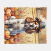 Cocker Spanier im Herbst hinterlässt Erntedank Kun Fleecedecke (Vorderseite (Horizontal))