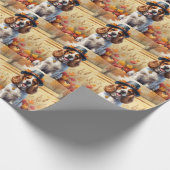 Cocker Spanier im Herbst hinterlässt Erntedank Kun Geschenkpapier (Ecke)