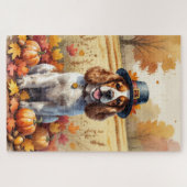 Cocker Spanier im Herbst hinterlässt Erntedank Kun Puzzle (Horizontal)