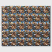 Cocker Spanier mit Weihnachts-Lichterfest Geschenkpapier (Flach)