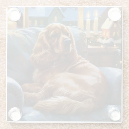 Cocker Spanier mit Weihnachts-Lichterfest Glasuntersetzer (Rückseite)