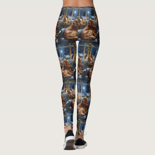 Cocker Spanier mit Weihnachts-Lichterfest Leggings (Rückseite)