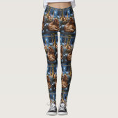 Cocker Spanier mit Weihnachts-Lichterfest Leggings (Vorderseite)