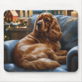 Cocker Spanier mit Weihnachts-Lichterfest Mousepad (Vorne)