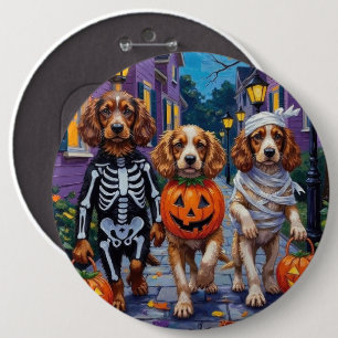 Cocker Spanierhunde Trick-or-Treating zu Halloween Button