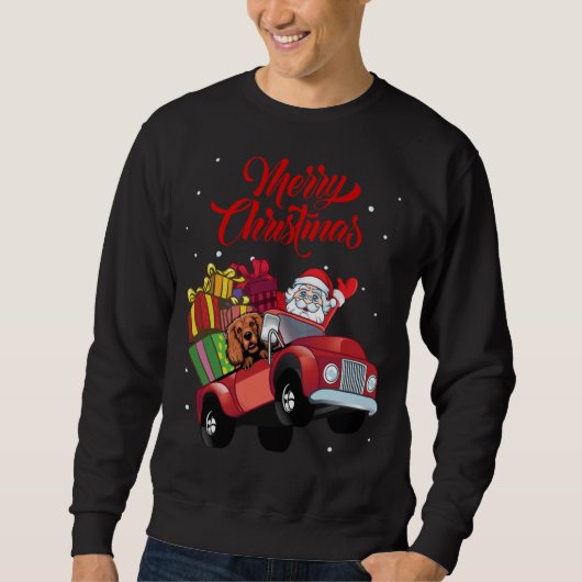 Cocker Spanierin mit dem Weihnachtsmann in Red Tru Sweatshirt (Vorderseite)