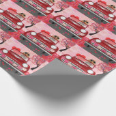 Cocker Spanierwagen mit Herz Valentins Geschenkpapier (Ecke)